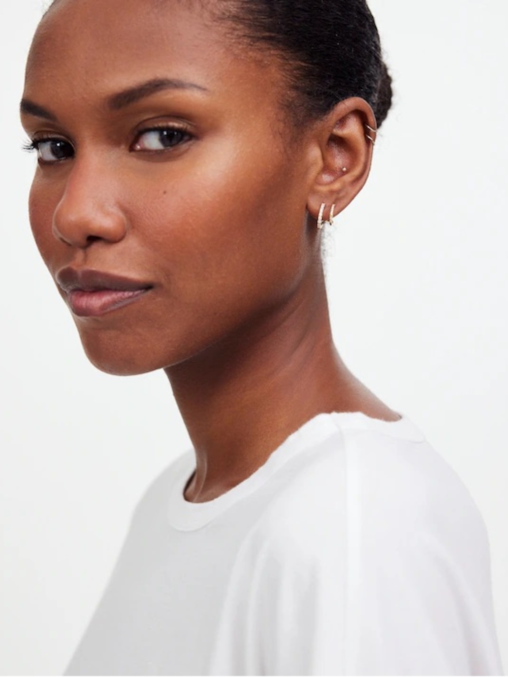Madewell Demi-Fine Pavé Double Hoop Earrings